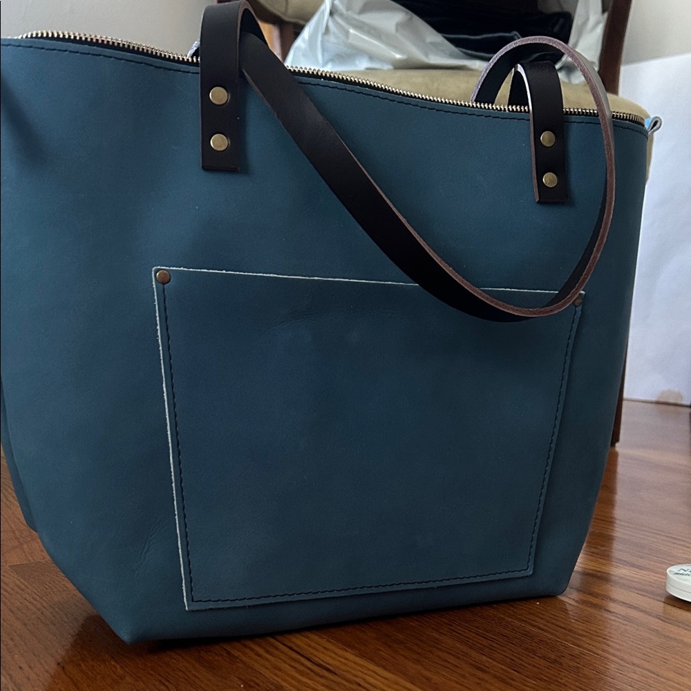 Portland Leather Deep Blue Tote Bag